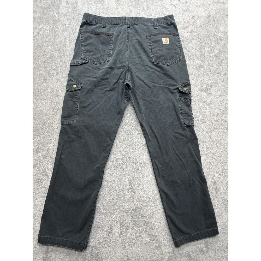 Carhartt Cargo‎ Pants Mens Measured 39x31 Gray Relaxed Fit Canvas Straight Leg